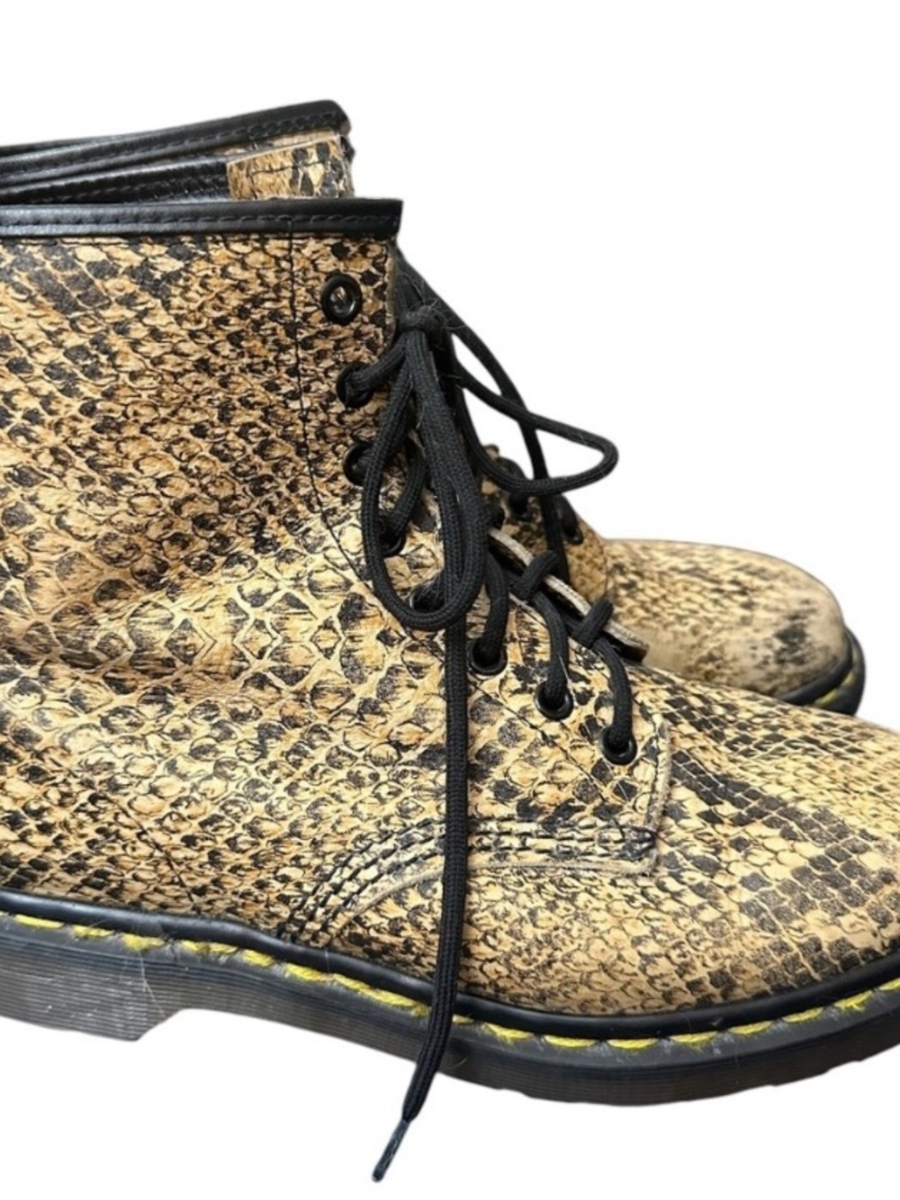 Dr. Martens Snake-Print Lace-Up Boots size 9